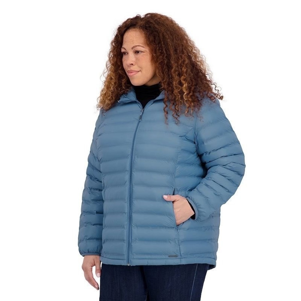 ZeroXposur Plus size 3X Blue‎ Puffer Jacket Hooded 0% Down Recycled Polyester